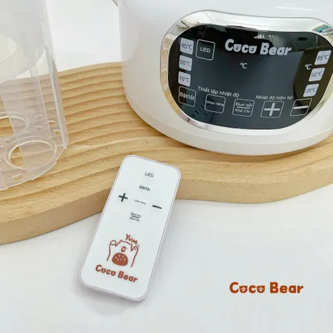 Bình Đun Nước Pha Sữa Coco Bear Cao Cấp Có LED, Điều Khiển từ xa