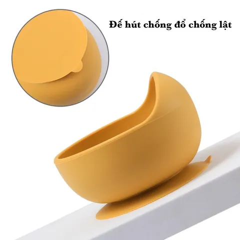 Bát Ăn Dặm Silicone Hình Tròn Có Đế Hít Chống Đổ 360ml - Dụng Cụ Tránh Đổ Rơi Cho Bé Tập Ăn Thoải Mái và An Toàn