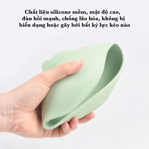 Bát Ăn Dặm Silicone Hình Tròn Có Đế Hít Chống Đổ 360ml - Dụng Cụ Tránh Đổ Rơi Cho Bé Tập Ăn Thoải Mái và An Toàn
