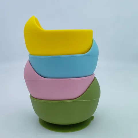 Bát Ăn Dặm Silicone Hình Tròn Có Đế Hít Chống Đổ 360ml - Dụng Cụ Tránh Đổ Rơi Cho Bé Tập Ăn Thoải Mái và An Toàn