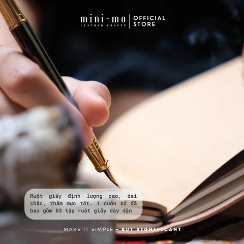 Sổ Tay Mini-mo Classic A5 Bìa Da Bò VEG TAN Nhuộm Màu Thủ Công - Sáng Tạo, Sang Trọng, Quà Tặng Độc Đáo