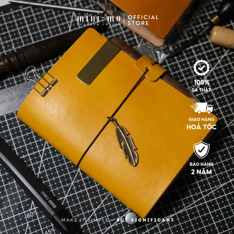 Sổ Tay Midori Classic A6 Bìa Da Thảo Mộc Nhuộm Màu Thủ Công - Mini-mo Leather Crafts - Quà Tặng Ý Nghĩa Cho Người Sáng Tạo