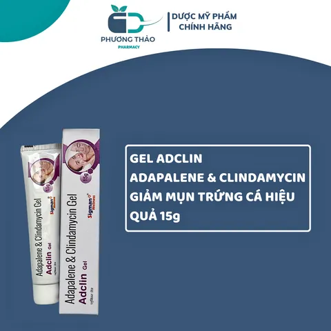 Gel Trị Mụn Adclin 15g - Ngăn Ngừa Mụn Trứng Cá, Kiểm Soát Dầu, Dưỡng Ẩm Cho Da Dầu, Mụn Viêm, Mụn Đầu Trắng