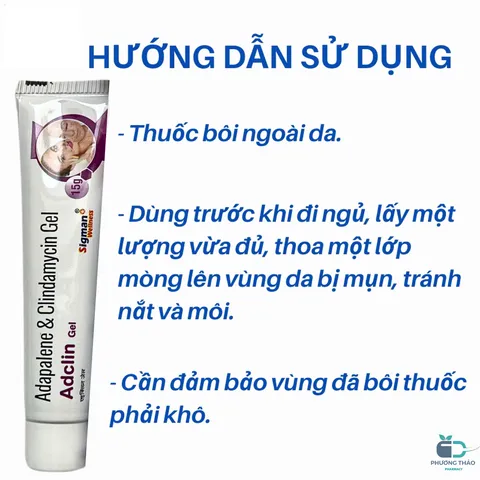 Gel Trị Mụn Adclin 15g - Ngăn Ngừa Mụn Trứng Cá, Kiểm Soát Dầu, Dưỡng Ẩm Cho Da Dầu, Mụn Viêm, Mụn Đầu Trắng