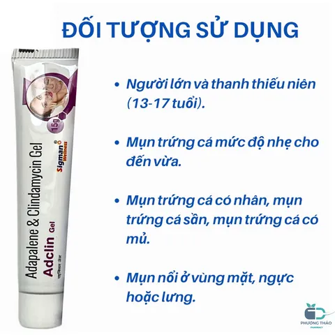 Gel Trị Mụn Adclin 15g - Ngăn Ngừa Mụn Trứng Cá, Kiểm Soát Dầu, Dưỡng Ẩm Cho Da Dầu, Mụn Viêm, Mụn Đầu Trắng