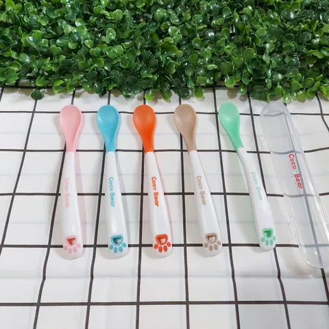 Thìa Báo Nóng Cocobear - Dụng Cụ Ăn Dặm Thông Minh Kèm Hộp Đựng Vệ Sinh Cho Bé - An Toàn, Tiện Lợi, Với Chức Năng Đổi Màu