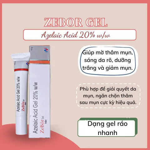 Kem Dưỡng Ẩm Zebor Gel Azelaic Acid 20% - Ngăn Ngừa Mụn, Mờ Thâm Da, Giúp Da Mịn Màng 15g