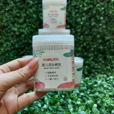 Tăm Bông Sơ Sinh MISUTA/V-Cool - Thân Giấy Không Gây Đau, Đầu Nhỏ Vệ Sinh Tai, Mũi, Mắt Cho Bé Sơ Sinh 200/400 Que