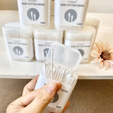 Tăm Bông Sơ Sinh MISUTA/V-Cool - Thân Giấy Không Gây Đau, Đầu Nhỏ Vệ Sinh Tai, Mũi, Mắt Cho Bé Sơ Sinh 200/400 Que