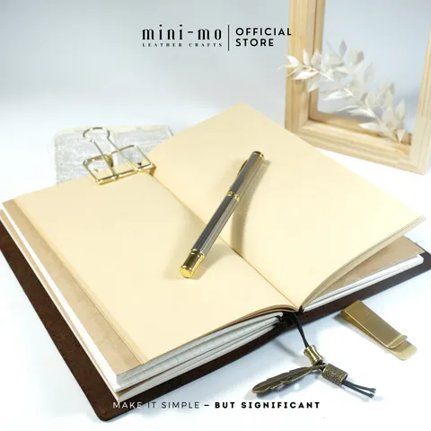 Sổ Tay Ghi Chép Mini-Mo Bìa Da Bò Sáp Crazy Horse Classic Kích Thước L 22x11cm - Quà Tặng Ý Nghĩa cho Người Sáng Tạo