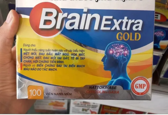 Viên uống bổ não Brain Extra Gold - Hỗ trợ tuần hoàn não, giảm đau đầu và hoa mắt, Hộp 100 viên Thực phẩm chức năng Hatapharm