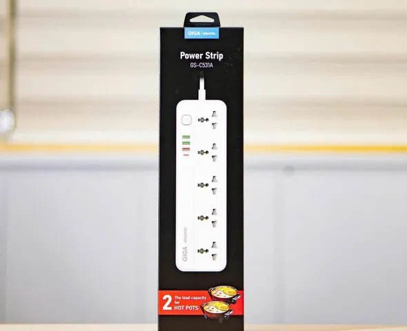 Ổ cắm điện Giga Electric 2500W 3M với USB-A 17W, Thiết bị gia dụng tiện ích cho mọi nhà