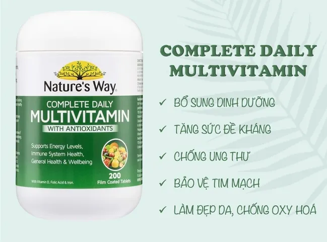 Vitamin Tổng Hợp và Tảo Biển Nature’s Way 200viên - Hỗ Trợ Năng Lượng, Tăng Cường Đề Kháng, Làm Đẹp Da, Phòng Ngừa Bệnh Tật