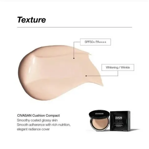Phấn Nước Civasan Cushion Compact SPF50+ 15g - Phấn Trang Điểm Chống Nắng, Dưỡng Ẩm, Lớp Nền Tự Nhiên Hoàn Hảo