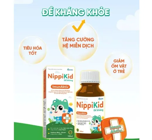 Siro NippiKid ImunAktiv Tăng Cường Đề Kháng Cho Bé 100ml - Giúp Ngăn Ngừa Viêm Đường Hô Hấp, Hỗ Trợ Sức Khỏe Trẻ Em