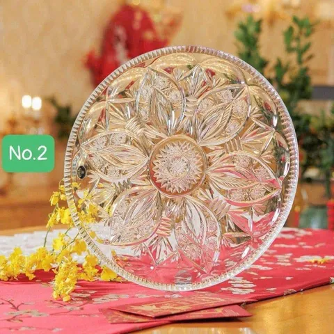 ĐĨA PHA LÊ BOHEMIA HOA VĂN MÀI 34CM