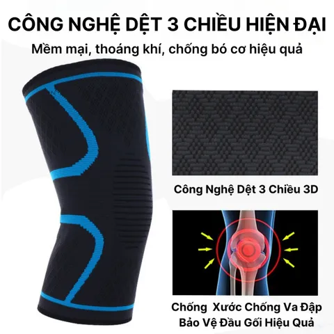 Bó Gối Thể Thao Bảo Vệ 3D - Chất Liệu Thoáng Khí Co Giãn, Đàn Hồi, Phù Hợp Bóng Chuyền, Bóng Đá, Tập Gym, Đạp Xe - Giảm Chấn Thương Khớp Gối