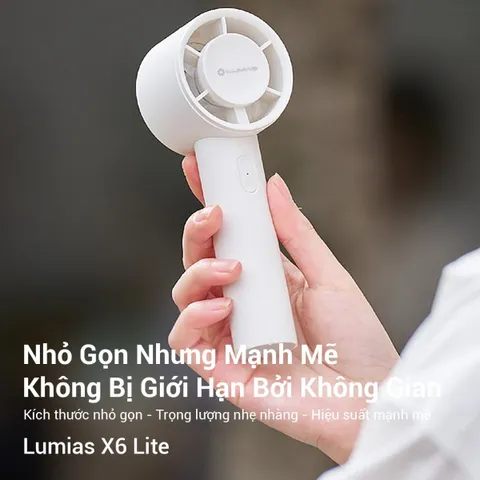 Quạt Tích Điện Mini Cầm Tay Lumias X6 Lite - Thiết Kế Nhỏ Gọn, Màu Pastel, 5 Cấp Độ Gió Tùy Chỉnh, Pin 1200mAh, Sạc Nhanh