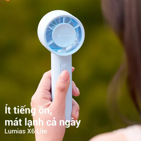 Quạt Tích Điện Mini Cầm Tay Lumias X6 Lite - Thiết Kế Nhỏ Gọn, Màu Pastel, 5 Cấp Độ Gió Tùy Chỉnh, Pin 1200mAh, Sạc Nhanh