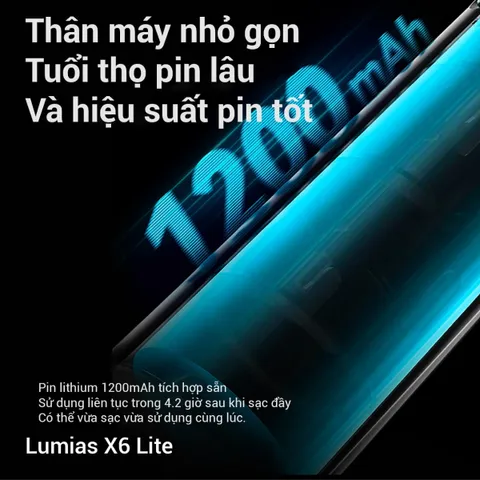 Quạt Tích Điện Mini Cầm Tay Lumias X6 Lite - Thiết Kế Nhỏ Gọn, Màu Pastel, 5 Cấp Độ Gió Tùy Chỉnh, Pin 1200mAh, Sạc Nhanh