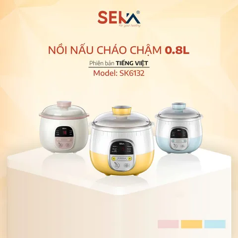 Nồi Nấu Chậm SEKA SK6132 Nồi Nấu Cháo Đa Năng Mini 0,8L Model 2025 - Hàng Chính Hãng
