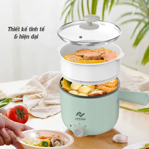 Nồi Lẩu Điện Mini Life360 AL-D12L5 Xanh - Nồi Điện Đa Năng Chính Hãng, Bảo Hành 12 Tháng