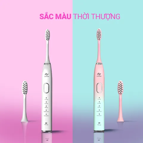 Bàn Chải Điện Sonic Life360 LE-BCD22A - Công Nghệ Sóng Âm, Chống Nước IPX7, 31.000 Nhịp/Phút, 5 Chế Độ Chải Răng