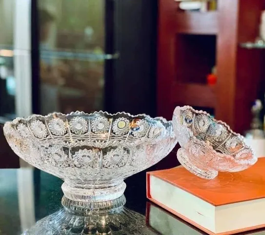 Chân Bồng Pha Lê Mài M57 Bohemia - Đĩa Trưng Bày Sang Trọng Hình Thuyền - Phong Cách Châu Âu, Thích Hợp Bày Hoa Quà Ẩm Thực