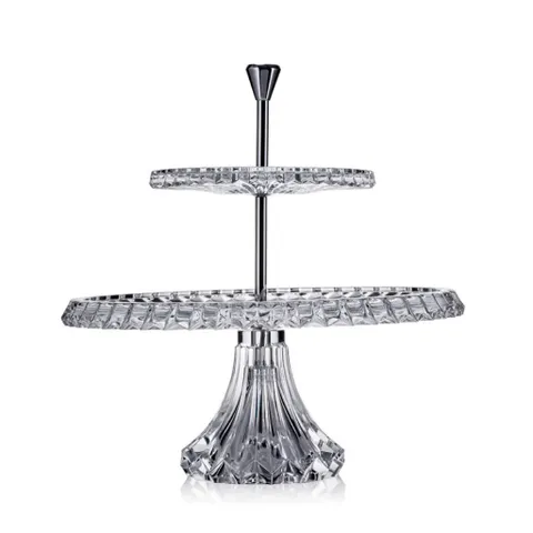 Đĩa Pha Lê 2 Tầng Rogaska Crown Jewel 34cm Trong Suốt - Trang Trí Nhà Sáng Sang, Quà Tặng Độc Đáo cho Bạn Bè và Người Thân
