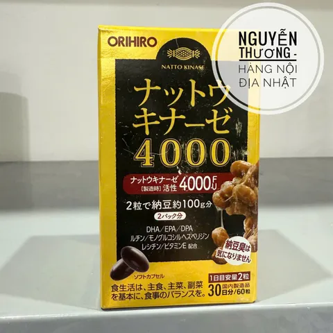 Viên Uống Hỗ Trợ Phòng Đột Quỵ Nattokinase 4000FU Nhật Bản - Sản Phẩm Sức Khỏe Tim Mạch Orihiro 60 Viên