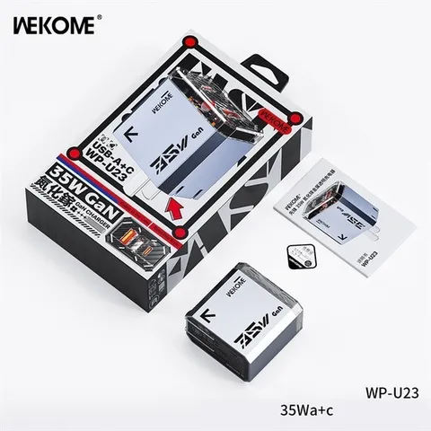 Củ Sạc Nhanh 35W WEKOME WP-U23 - 2 Cổng Sạc USB-C & USB-A, Công Nghệ GaN, Tốc Độ Cao, Thiết Kế Nhỏ Gọn, Duy Trì Nhiệt Độ Thấp