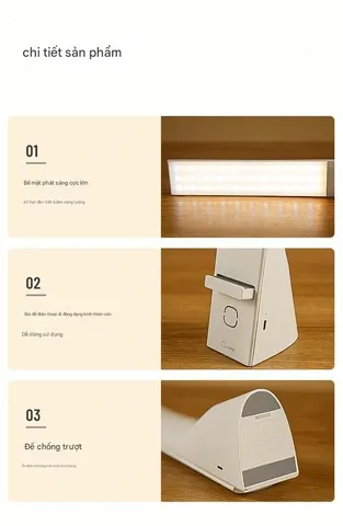 Đèn Học Chống Cận Midea Chính Hãng - Ánh Sáng LED 3 Chế Độ, Tích Hợp Giá Đỡ Điện Thoại, Tiện Lợi Cho Học Tập và Làm Việc