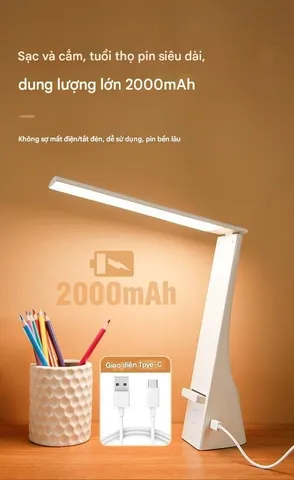 Đèn Học Chống Cận Midea Chính Hãng - Ánh Sáng LED 3 Chế Độ, Tích Hợp Giá Đỡ Điện Thoại, Tiện Lợi Cho Học Tập và Làm Việc