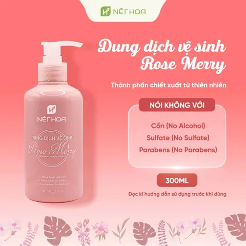 Dung Dịch Vệ Sinh Phụ Nữ Rose Merry 300ml - Hỗ Trợ Dưỡng Ẩm, Làm Sạch Và Giảm Ngứa, Tặng Nước Hoa Daisy CV