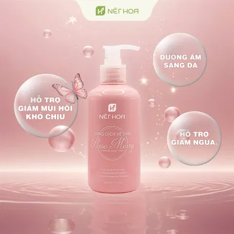 Dung Dịch Vệ Sinh Phụ Nữ Rose Merry 300ml - Hỗ Trợ Dưỡng Ẩm, Làm Sạch Và Giảm Ngứa, Tặng Nước Hoa Daisy CV