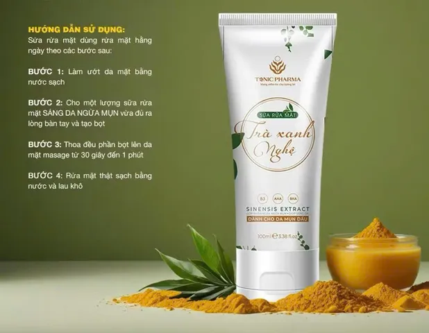 Sữa Rửa Mặt Trà Xanh Nghệ dành cho da Dầu mụn 50g