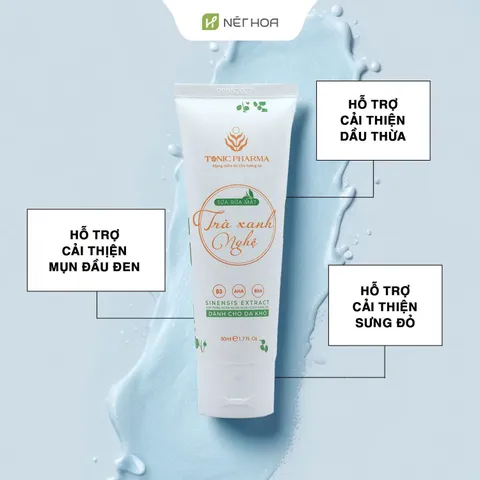 Sữa Rửa Mặt Trà Xanh Nghệ Nét Hoa 50g - Dưỡng Ẩm & Làm Sạch Da Thích Hợp Cho Da Khô, Chứa Thành Phần Tự Nhiên