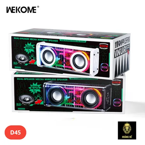 Loa Bluetooth WK D45 Wekome - Âm Thanh Đỉnh Cao, Đèn LED RGB Thông Minh, Kết Nối Bluetooth V5.3, Thiết Kế Di Động, Thời Gian Sử Dụng 3 Giờ