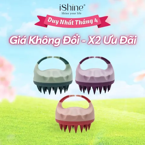 Lược Gội Đầu Cao Cấp Silicone iShine Massage Đầu Giảm Stress, Ngừa Rụng Tóc
