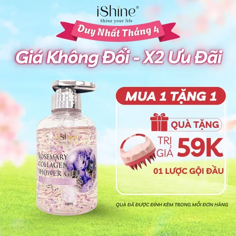 Sữa Tắm Collagen Tinh Dầu Hoa Hương Thảo 300ml - Dưỡng Ẩm, Làm Sáng Da, Thư Giãn Dịu Nhẹ, Không Chất Độc Hại, ISHINE