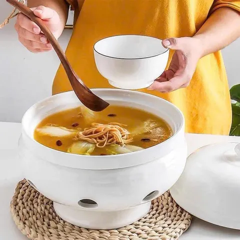 Set Bát Sứ Hâm Nóng Sang Trọng 7 Món - Chất Liệu Cao Cấp, Giữ Nhiệt Tuyệt Vời, Dùng Cho Tiệc và Gia Đình