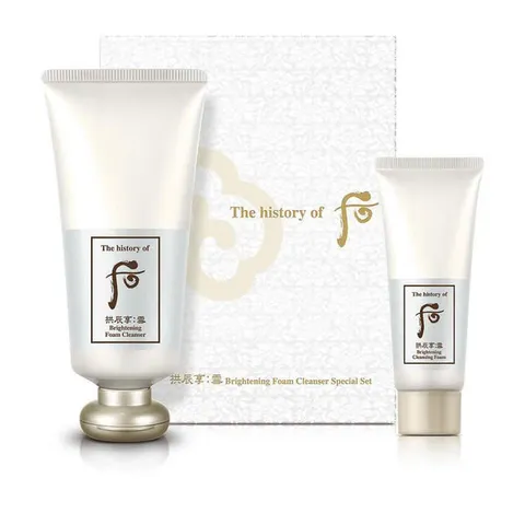 Bộ Sữa Rửa Mặt The History Of Whoo Brightening Foam Cleanser 180ml + Tặng 40ml - Giúp Làm Sạch Sâu và Làm Sáng Da Chống Lão Hóa