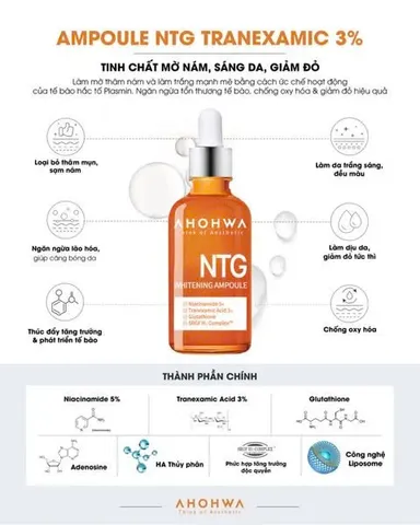 Serum Dưỡng Trắng Da Ahohwa Whitening Ampoule NTG 30ml - Giúp Mờ Thâm Nám, Cung Cấp Độ Ẩm và Làm Sáng Da Tối Màu