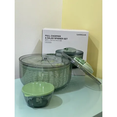 Bộ Rổ Quay Rau Kèm Dụng Cụ Băm Thực Phẩm LocknLock CKS319 - Tiện Lợi Cho Món Salad và Mì ống, Màu Xanh Mint