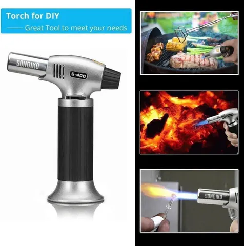Đèn Khò Sondiko An Toàn - Đầu Đốt Bằng Nhôm, Công Nghệ Đánh Lửa Điện, Điều Chỉnh Nhiệt Độ, 1300°C - Phù Hợp Nướng Thực Phẩm và Dự Án Thủ Công