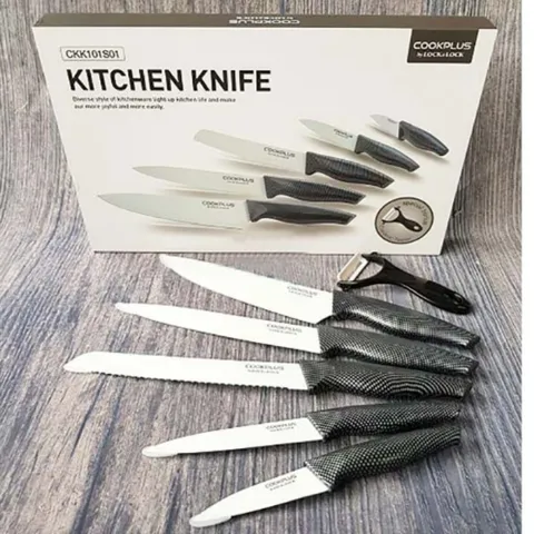 Bộ Dao Nhà Bếp 6 Món CookPlus Lock&Lock CKK101S01 - Thép Không Gỉ, Thiết Kế Tiện Lợi, Dụng Cụ Đầu Bếp Chất Lượng Cao