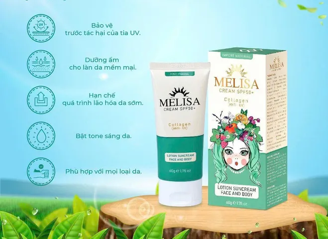 Kem Chống Nắng Melisa Cream 60g - SPF 50++ - Hỗ Trợ Nâng Tone, Bảo Vệ Da, Dưỡng Ẩm, Phù Hợp Mọi Loại Da