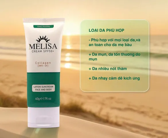 Kem Chống Nắng Melisa Cream 60g - SPF 50++ - Hỗ Trợ Nâng Tone, Bảo Vệ Da, Dưỡng Ẩm, Phù Hợp Mọi Loại Da