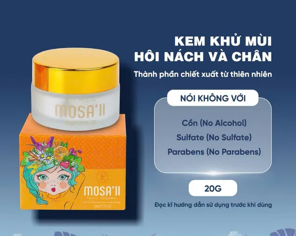 Kem Khử Mùi Hôi Nách Mosa's II 20G - Hương Nước Hoa Tự Nhiên, Giảm Mồ Hôi, Dùng Cho Nam Nữ, Sáng Da, An Toàn