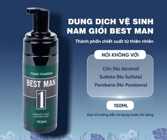 Dung Dịch Vệ Sinh Nam BEST MAN 150ml - Gel Rửa Sạch Khu Vực Nhạy Cảm, Hương Thơm Nam Tính, Dưỡng Ẩm Da